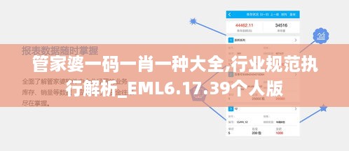 管家婆一碼一肖一種大全,行業(yè)規(guī)范執(zhí)行解析_EML6.17.39個(gè)人版