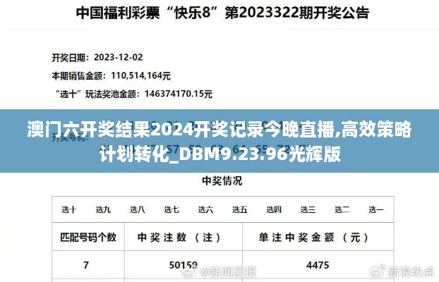 澳門六開獎結果2024開獎記錄今晚直播,高效策略計劃轉化_DBM9.23.96光輝版