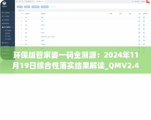 環(huán)保版管家婆一碼全溯源：2024年11月19日綜合性落實結(jié)果解讀_QMV2.46.95