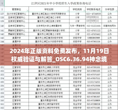 2024年正版資料免費(fèi)發(fā)布，11月19日權(quán)威驗(yàn)證與解答_OSC6.36.94神念境