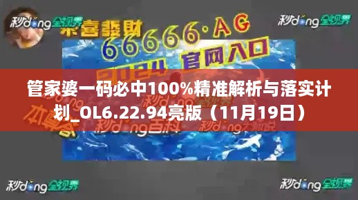 管家婆一碼必中100%精準(zhǔn)解析與落實計劃_OL6.22.94亮版（11月19日）