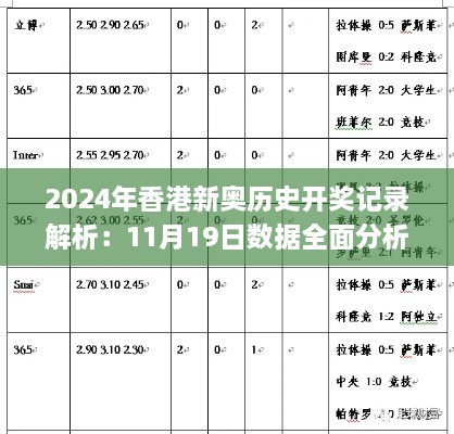 2024年香港新奧歷史開獎(jiǎng)記錄解析：11月19日數(shù)據(jù)全面分析_ZEP3.41.67敏捷版