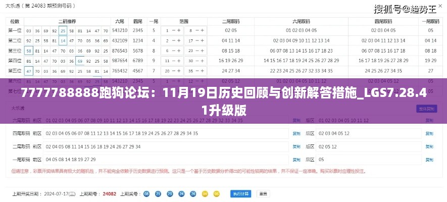 7777788888跑狗論壇：11月19日歷史回顧與創(chuàng)新解答措施_LGS7.28.41升級(jí)版