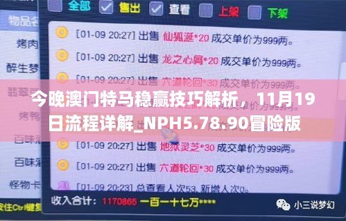 今晚澳門特馬穩(wěn)贏技巧解析，11月19日流程詳解_NPH5.78.90冒險版