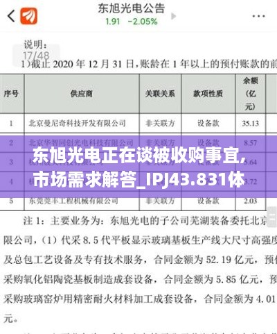 東旭光電正在談被收購事宜,市場需求解答_IPJ43.831體現(xiàn)版