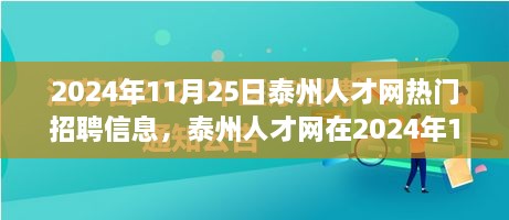 2024年11月25日泰州人才網熱門招聘信息，泰州人才網在2024年11月25日的熱門招聘信息全面解讀