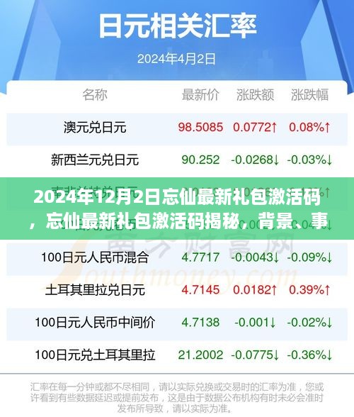 揭秘忘仙最新禮包激活碼，背景、事件與影響回顧（2024年12月版）