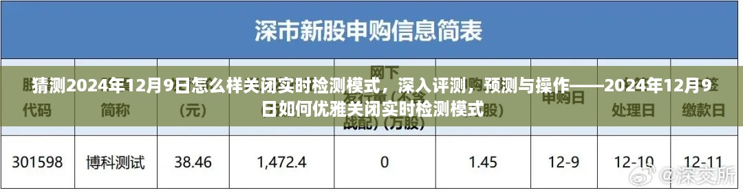 猜測2024年12月9日怎么樣關(guān)閉實時檢測模式，深入評測，預(yù)測與操作——2024年12月9日如何優(yōu)雅關(guān)閉實時檢測模式