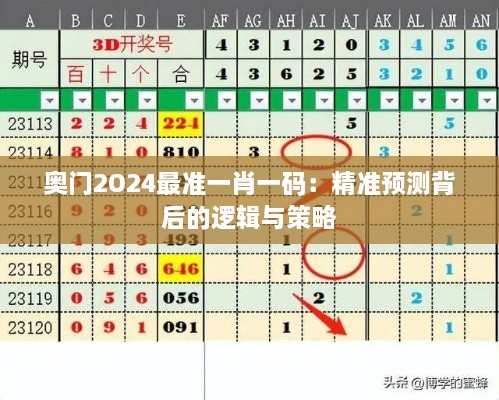 奧門2O24最準一肖一碼：精準預測背后的邏輯與策略