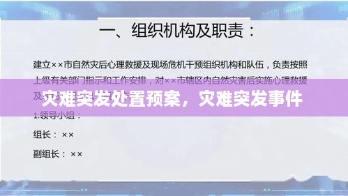 災難突發(fā)處置預案，災難突發(fā)事件 