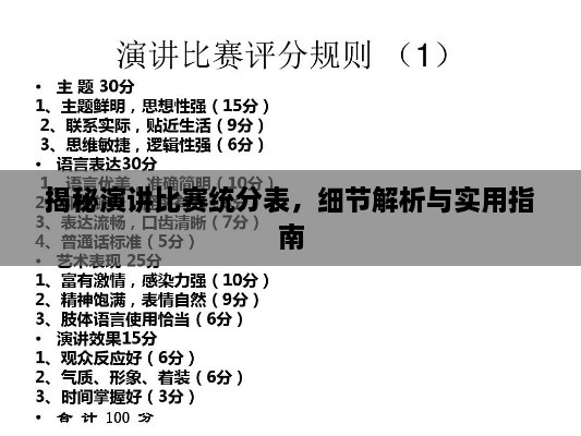 揭秘演講比賽統(tǒng)分表，細(xì)節(jié)解析與實用指南