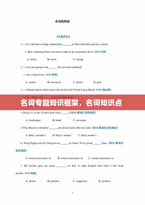 名詞專題知識框架，名詞知識點(diǎn) 