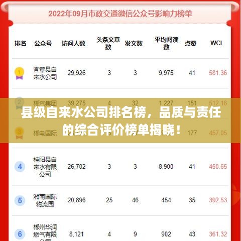 縣級(jí)自來水公司排名榜，品質(zhì)與責(zé)任的綜合評(píng)價(jià)榜單揭曉！