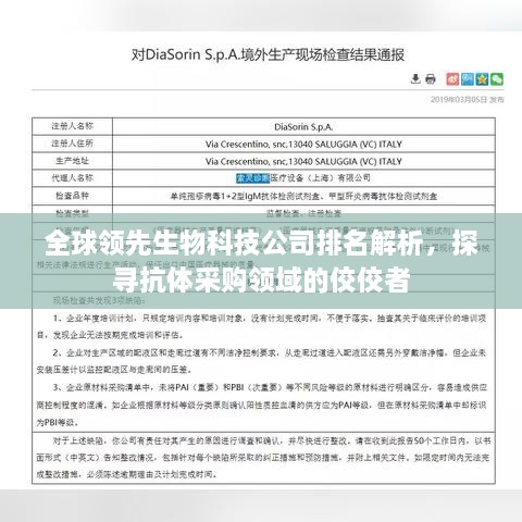 全球領先生物科技公司排名解析，探尋抗體采購領域的佼佼者