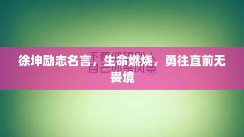 徐坤勵(lì)志名言，生命燃燒，勇往直前無畏境