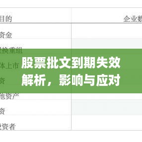 股票批文到期失效解析，影響與應(yīng)對(duì)策略