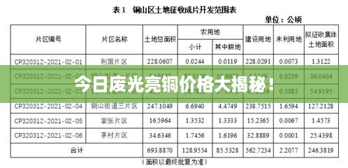 今日廢光亮銅價格大揭秘！