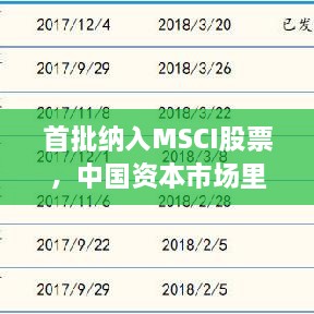 首批納入MSCI股票，中國資本市場里程碑事件揭曉！