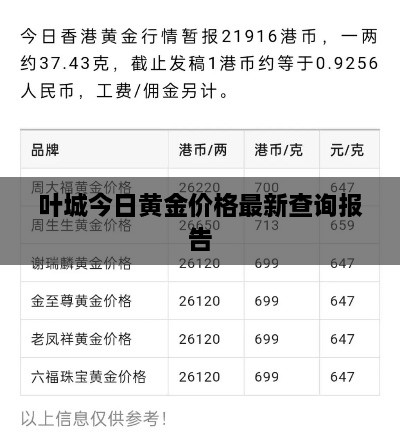 葉城今日黃金價(jià)格最新查詢報(bào)告