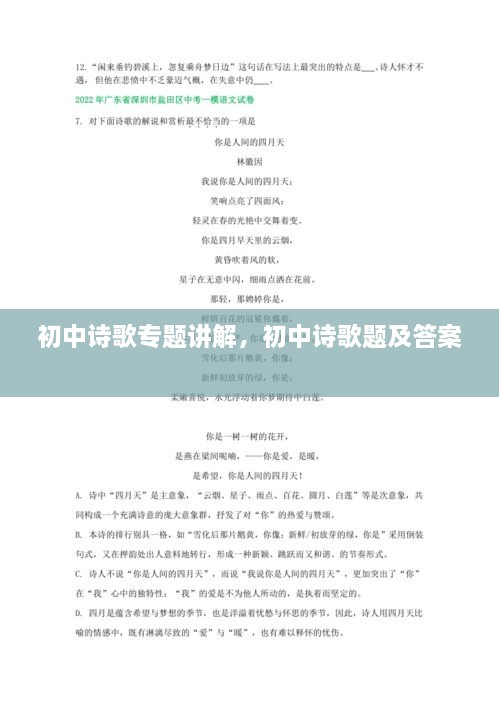 初中詩歌專題講解，初中詩歌題及答案 