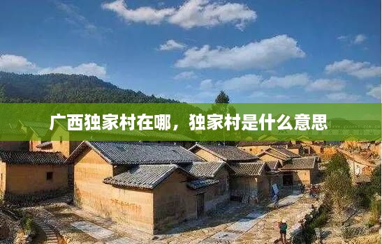 廣西獨家村在哪，獨家村是什么意思 